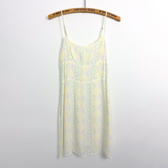 Aritzia Sunday Best Sundeh Yellow Retro Print Mini Dress XS - Picture 1 of 5